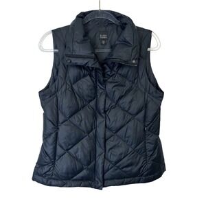 Eileen Fisher Down Puffer Vest Women's Size XS Black Quilted TINY FLAW